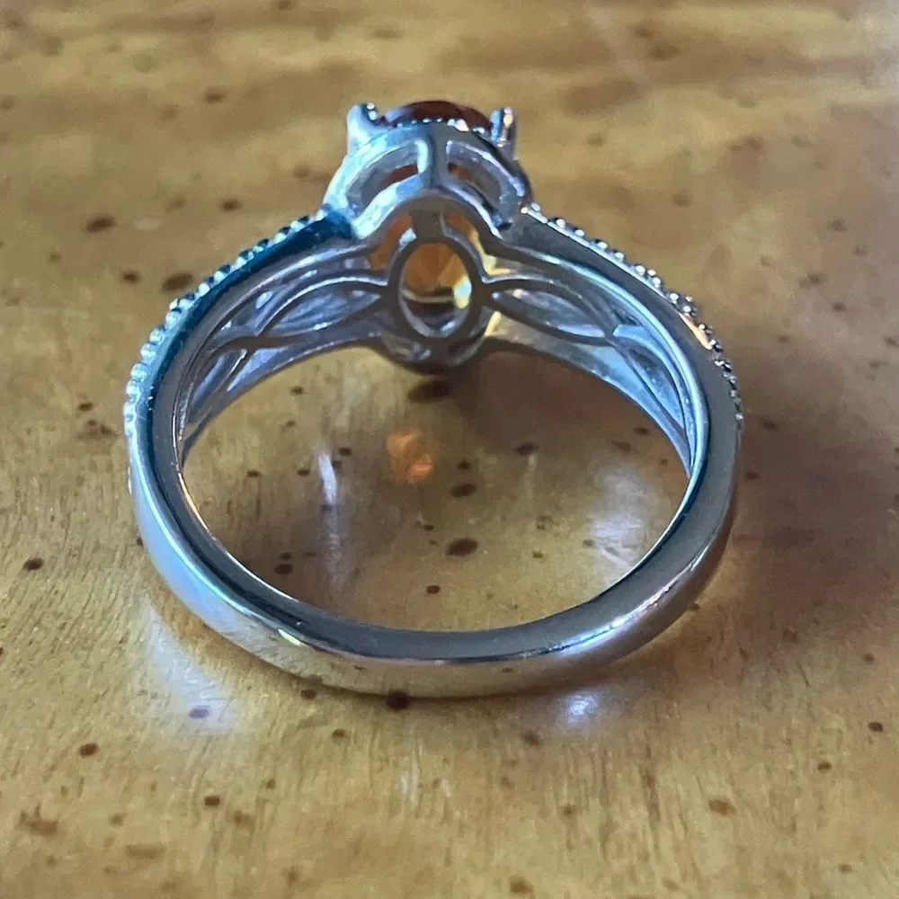 Natural Citrine Sterling Silver Ring Size 5